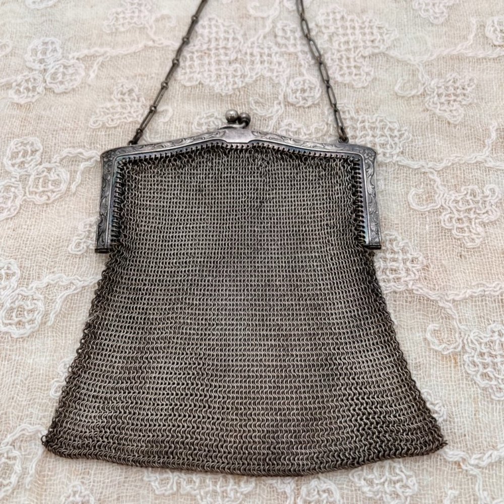 Whiting Davis Silver Mesh 1920s Purse Deco Style